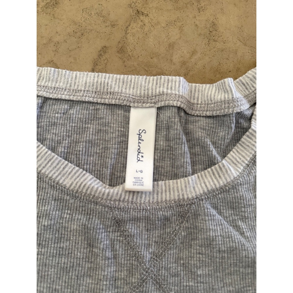 Splendid Womens Gray Ribbed Knit Pajama Set Long Sleeve Leggings Size Large - Picture 7 of 16